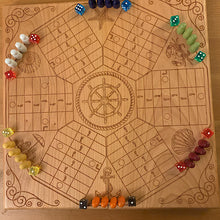 Load image into Gallery viewer, 6 Player Beach Theme Pachisi Board